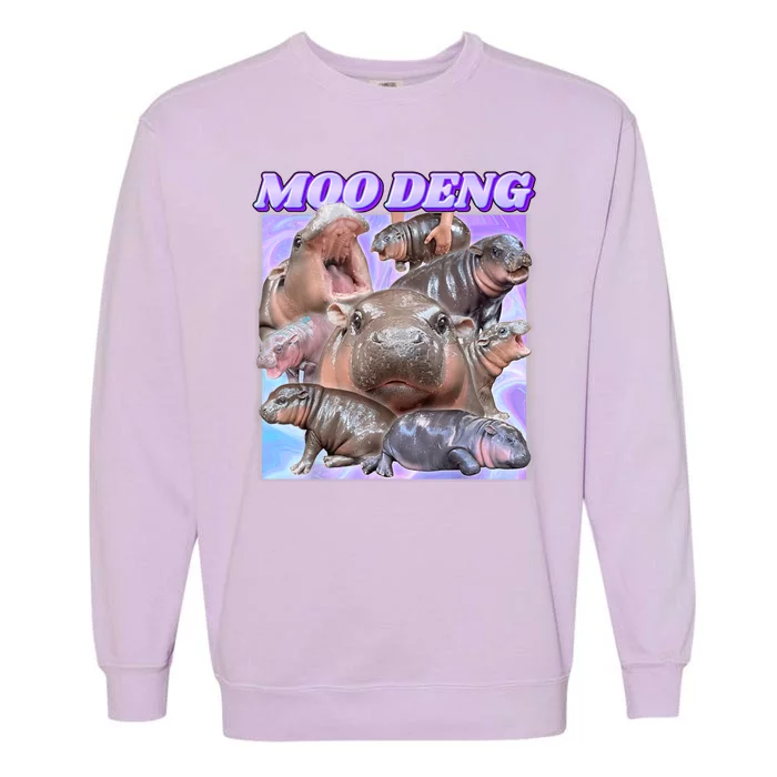 Moo Deng Meme Hippo Garment-Dyed Sweatshirt