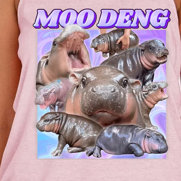 Moo Deng Meme Hippo Women's Knotted Racerback Tank