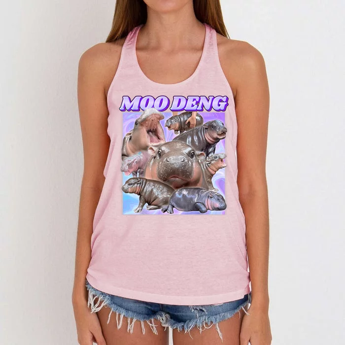 Moo Deng Meme Hippo Women's Knotted Racerback Tank