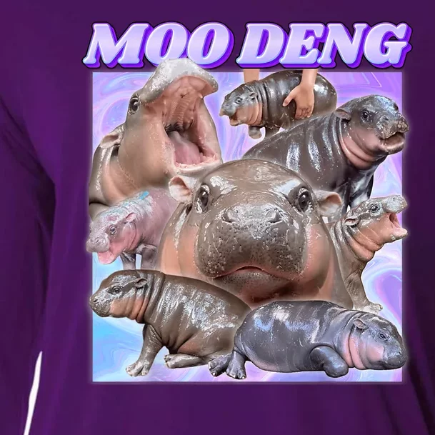 Moo Deng Meme Hippo Cooling Performance Long Sleeve Crew