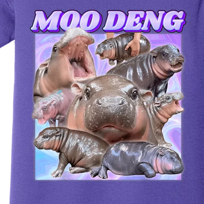 Moo Deng Meme Hippo Baby Bodysuit