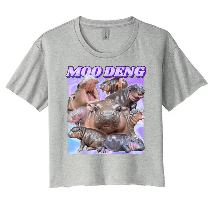 Moo Deng Meme Hippo Women's Crop Top Tee