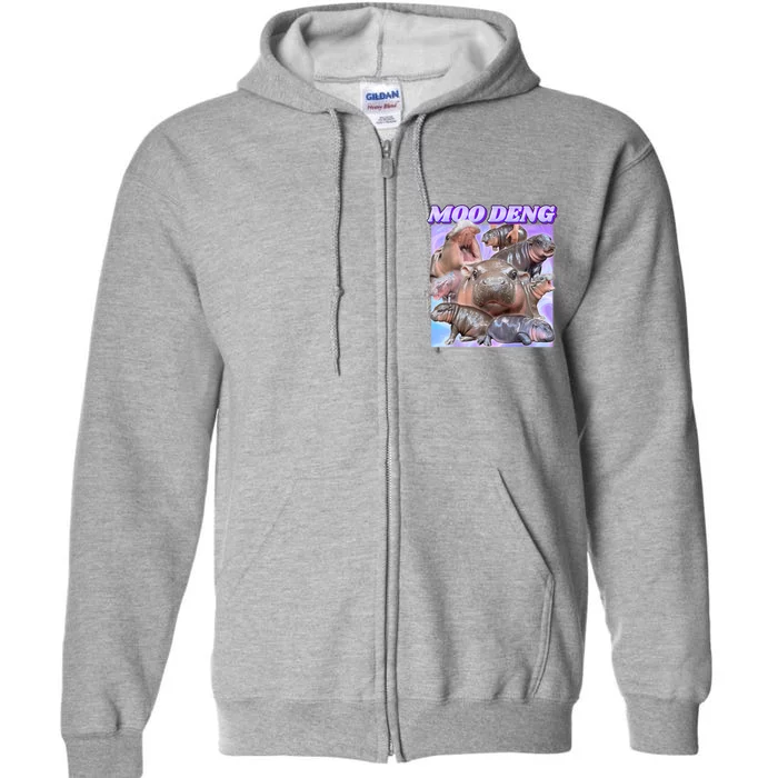 Moo Deng Meme Hippo Full Zip Hoodie