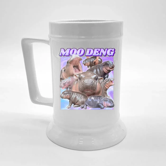 Moo Deng Meme Hippo Front & Back Beer Stein