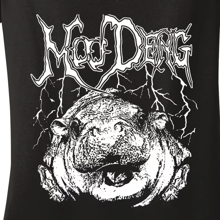 Moo Deng Metal Women's V-Neck T-Shirt