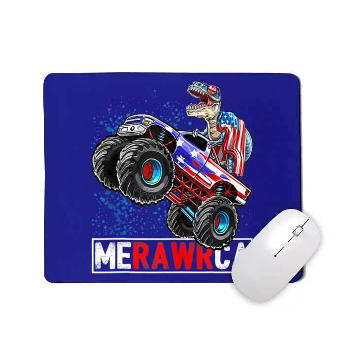 Merica Dinosaur Monster Truck 4th Of July American Flag Gift Mousepad