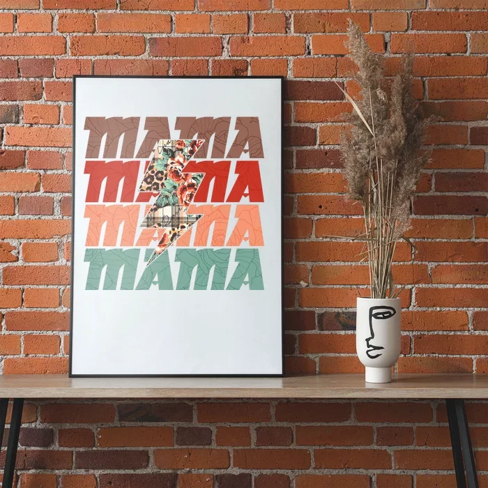 Mothers Day Mama Lightning Rose Pattern Poster