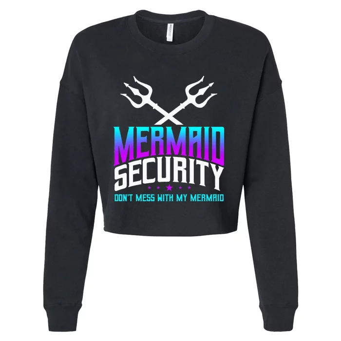 Mermaid Daddy Merdad Father's Day Merman Dad Papa Merfolk Cropped Pullover Crew