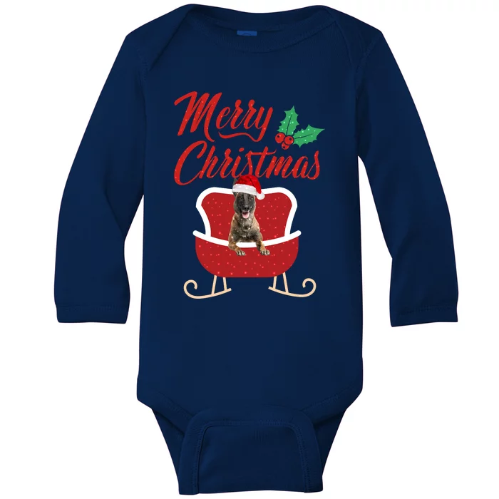 Malinois Dog Merry Christmas Design For The Holiday Season! Baby Long Sleeve Bodysuit