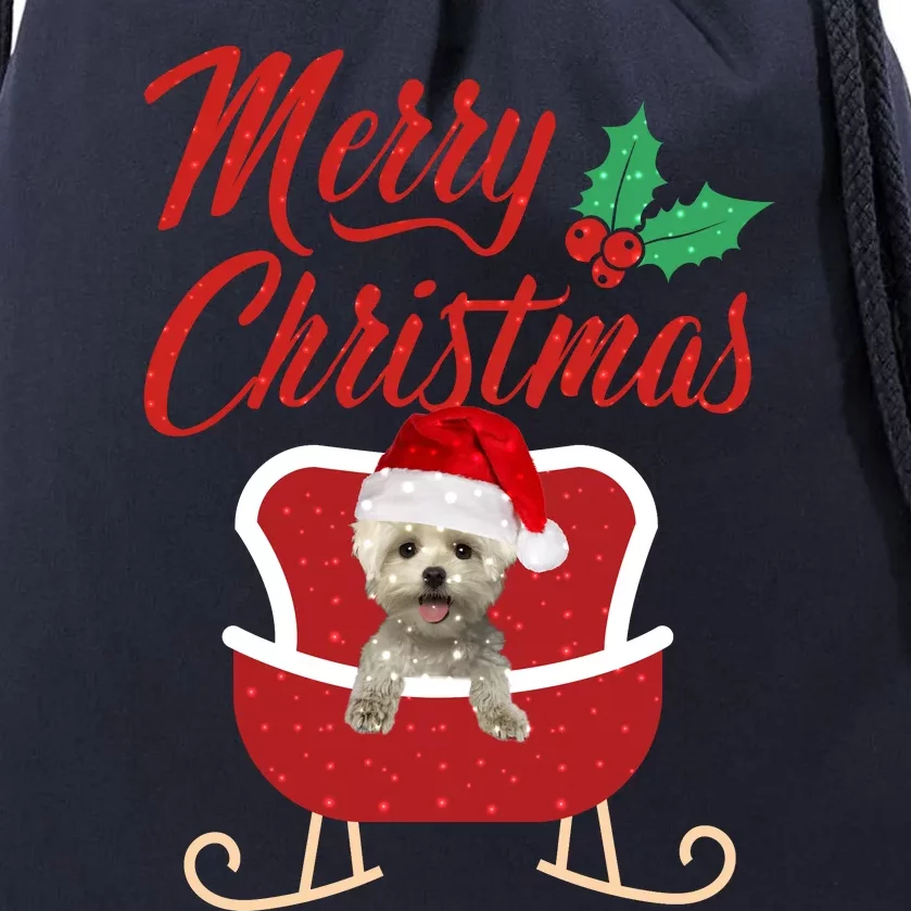 Maltese Dog Merry Christmas Design For The Holiday Season! Drawstring Bag