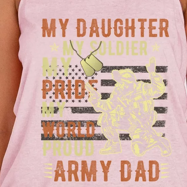 My Daughter My Soldier Hero Proud Army Dad Military Father Great Gift Women's Knotted Racerback Tank