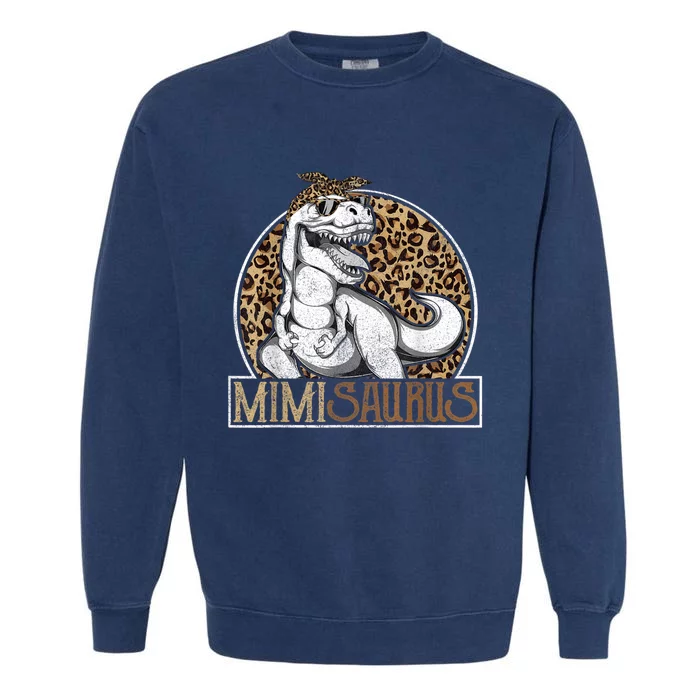 Mimisaurus Dinosaur Mimi Leopard Shirt, Mothers Day Grandma Garment-Dyed Sweatshirt