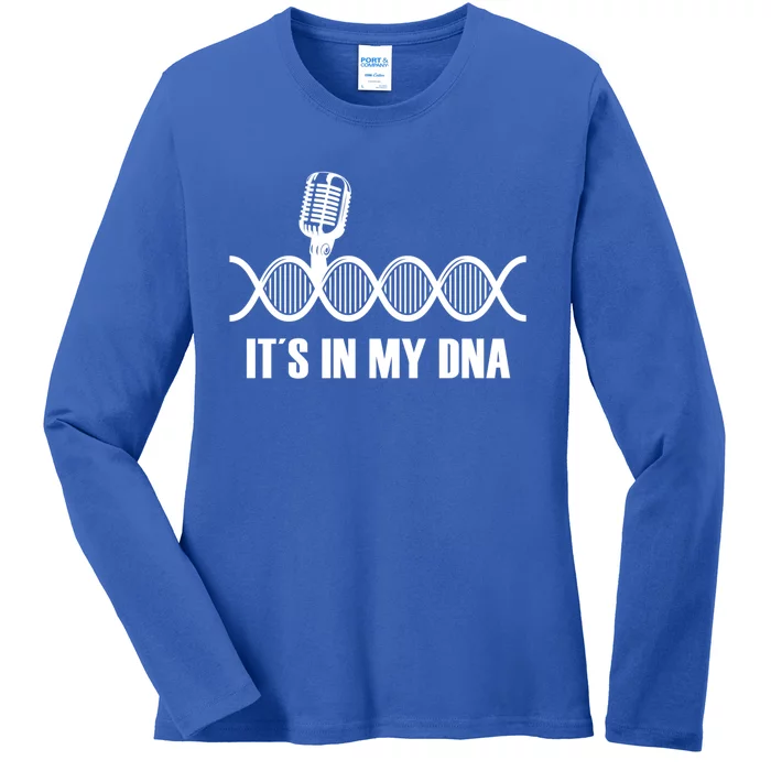 My Dna Microphone Sing Studio Record Singer Lyrics Artist Gift Ladies Long Sleeve Shirt