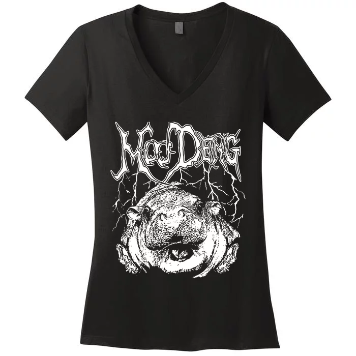 Moo Deng (Metal) Women's V-Neck T-Shirt