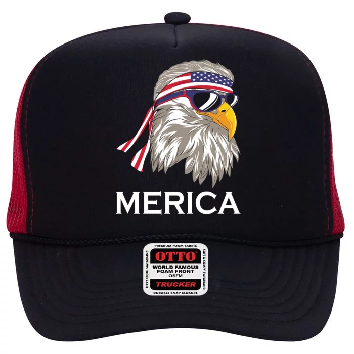 Memorial Day Merica Eagle 4th Of July Patriotic I Love Usa Gift High Crown Mesh Trucker Hat