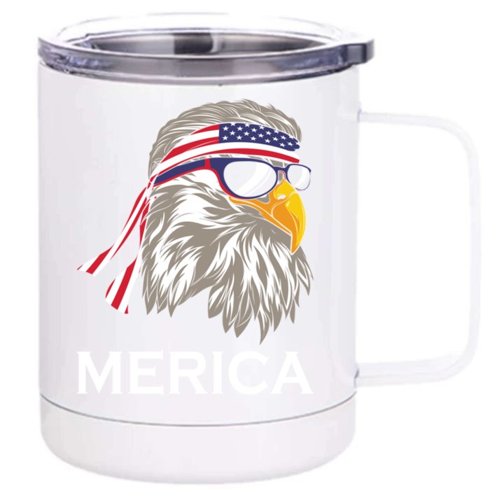 Memorial Day Merica Eagle 4th Of July Patriotic I Love Usa Gift Front & Back 12oz Stainless Steel Tumbler Cup