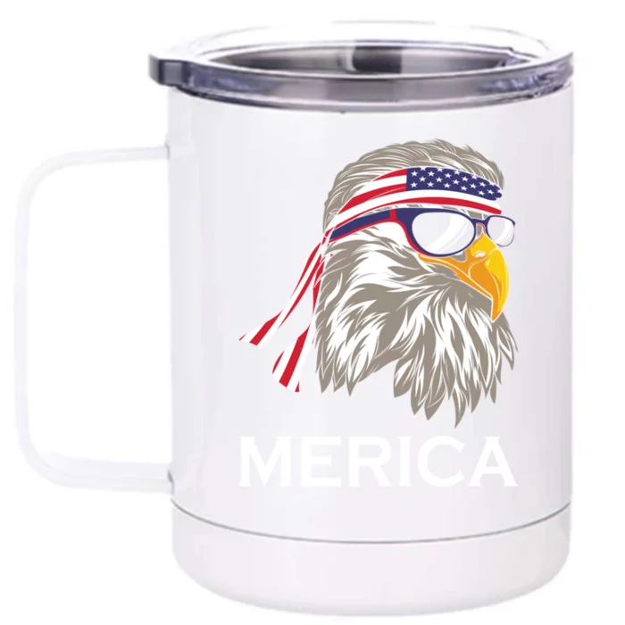 Memorial Day Merica Eagle 4th Of July Patriotic I Love Usa Gift Front & Back 12oz Stainless Steel Tumbler Cup