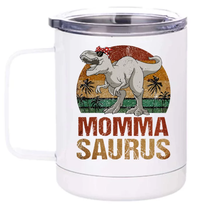 Mommasaurus Dinosaur Momma Saurus Vintage Mother's Day Front & Back 12oz Stainless Steel Tumbler Cup