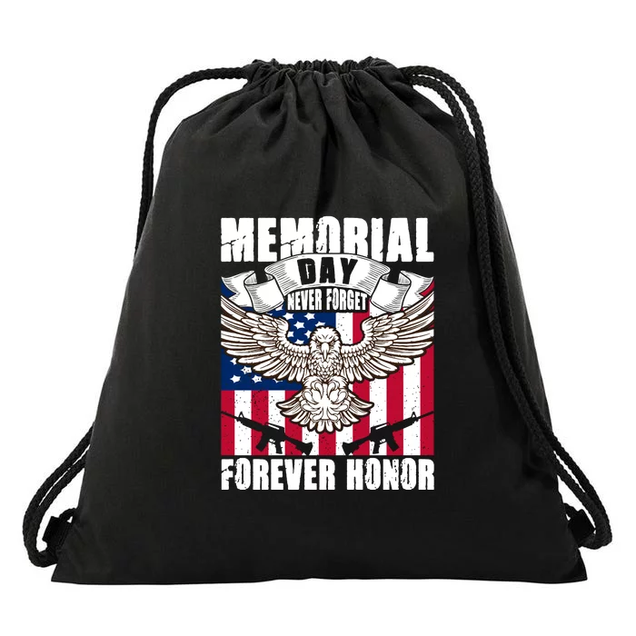 Memorial Day Never Forget Forever Honor American Flag Gift Drawstring Bag