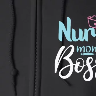 Mother's Day NURSE MOM BOSS Fitted Gift Full Zip Hoodie