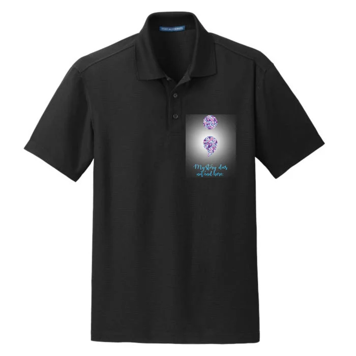 Mystery Does Not End Here Alzheimer's Awareness Dry Zone Grid Performance Polo