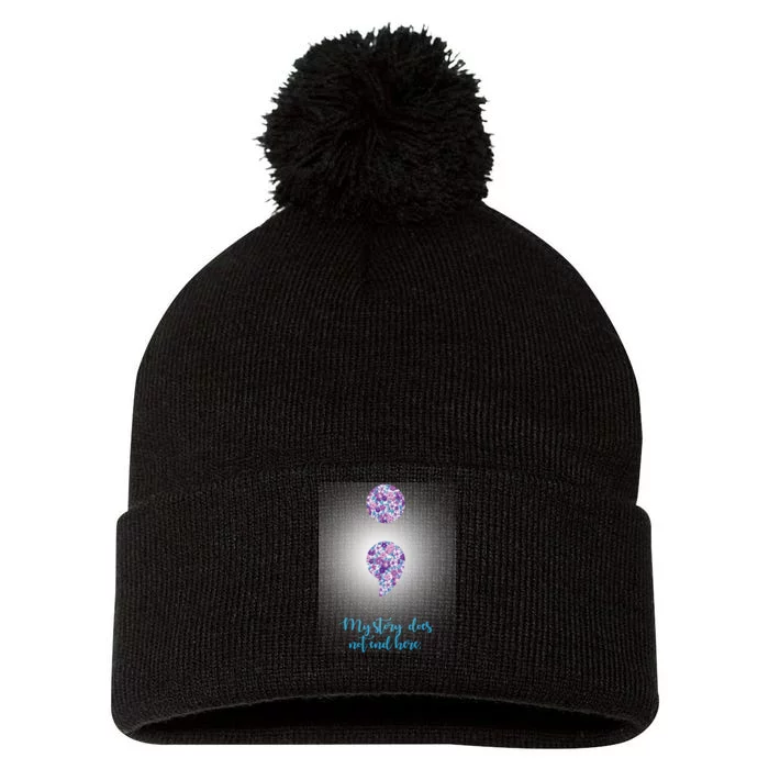 Mystery Does Not End Here Alzheimer's Awareness Pom Pom 12in Knit Beanie