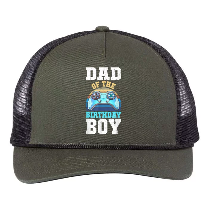 Men Dad Of The Birthday Boy Matching Video Gamer Birthday Party Retro Rope Trucker Hat Cap