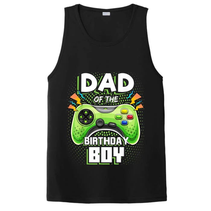 Men Dad Of The Birthday Boy Matching Video Gamer Birthday Party Performance Tank