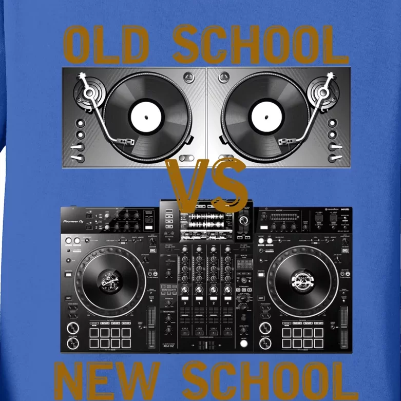 Music Djs Old School Vs New School Turntable Dj Equipt Cute Gift Kids Long Sleeve Shirt