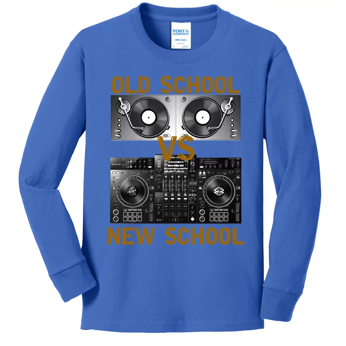 Music Djs Old School Vs New School Turntable Dj Equipt Cute Gift Kids Long Sleeve Shirt