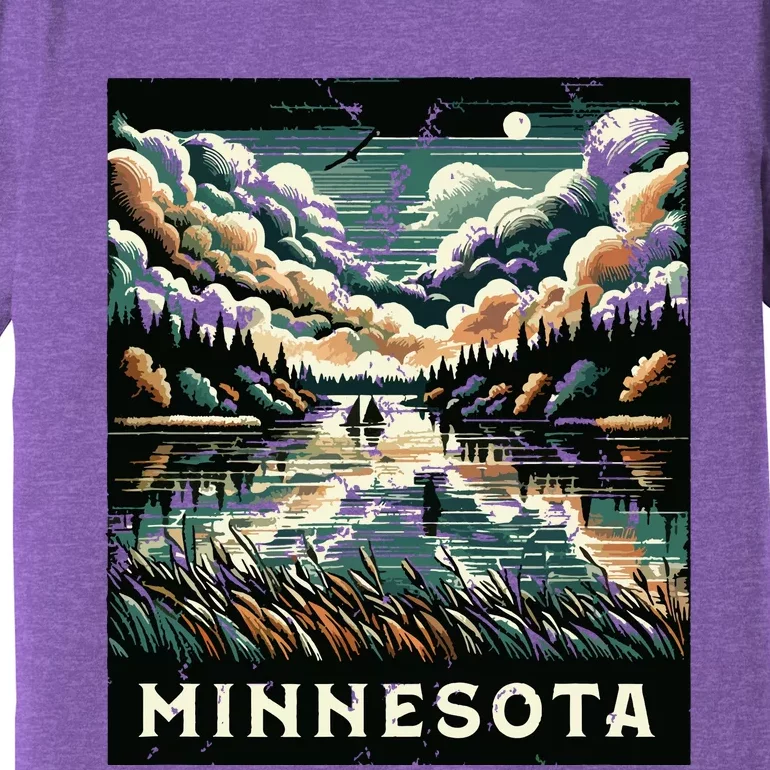 Minnesota Distressed Outdoor Scene Graphic Premium T-Shirt