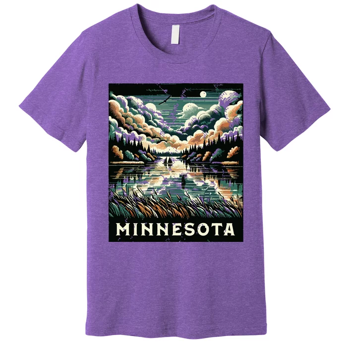 Minnesota Distressed Outdoor Scene Graphic Premium T-Shirt