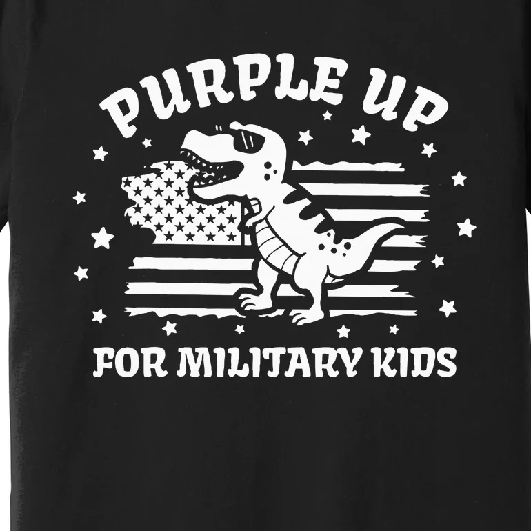 Military Dinosaur Purple Up For Military Child Month Premium T-Shirt