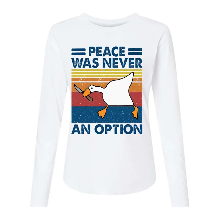 Murder Duck Peace Was Never An Option Duck With Knife Meme Womens Cotton Relaxed Long Sleeve T-Shirt