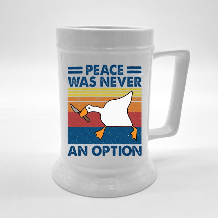 Murder Duck Peace Was Never An Option Duck With Knife Meme Front & Back Beer Stein