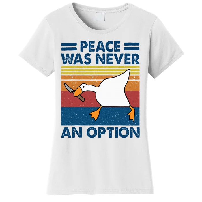 Murder Duck Peace Was Never An Option Duck With Knife Meme Women's T-Shirt