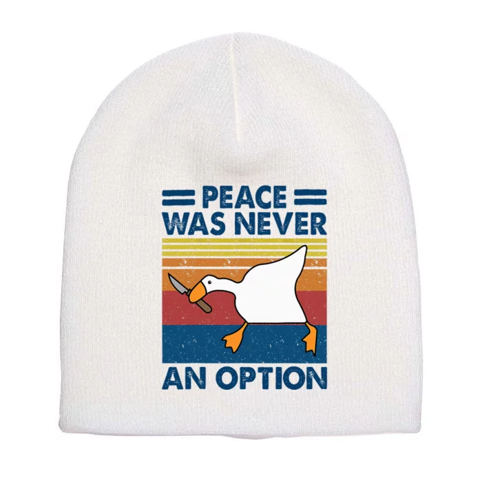 Murder Duck Peace Was Never An Option Duck With Knife Meme Short Acrylic Beanie