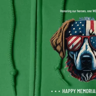 Memorial Day Patriotic Dog Full Zip Hoodie