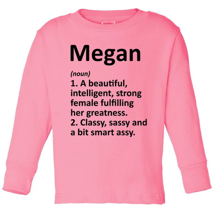 Megan Definition Personalized Name Funny Christmas Gift Toddler Long Sleeve Shirt