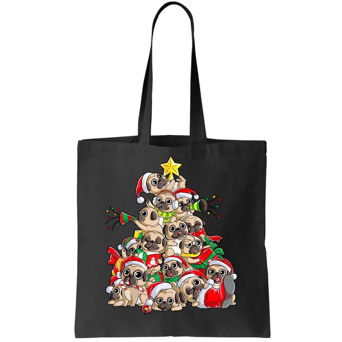 Merry Dogmas Pug Christmas Tree Dog Santa Xmas Girls Gift Tote Bag