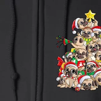 Merry Dogmas Pug Christmas Tree Dog Santa Xmas Girls Gift Full Zip Hoodie