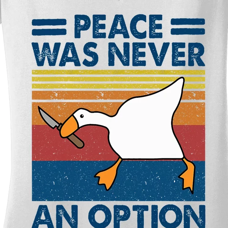 Murder Duck Peace Was Never An Option Duck With Knife Meme Women's V-Neck T-Shirt