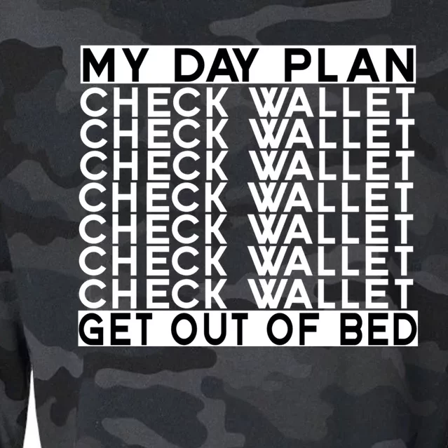 My Day Plan Check Wallet Funny Cryptocurrency Holders Gift Cropped Pullover Crew