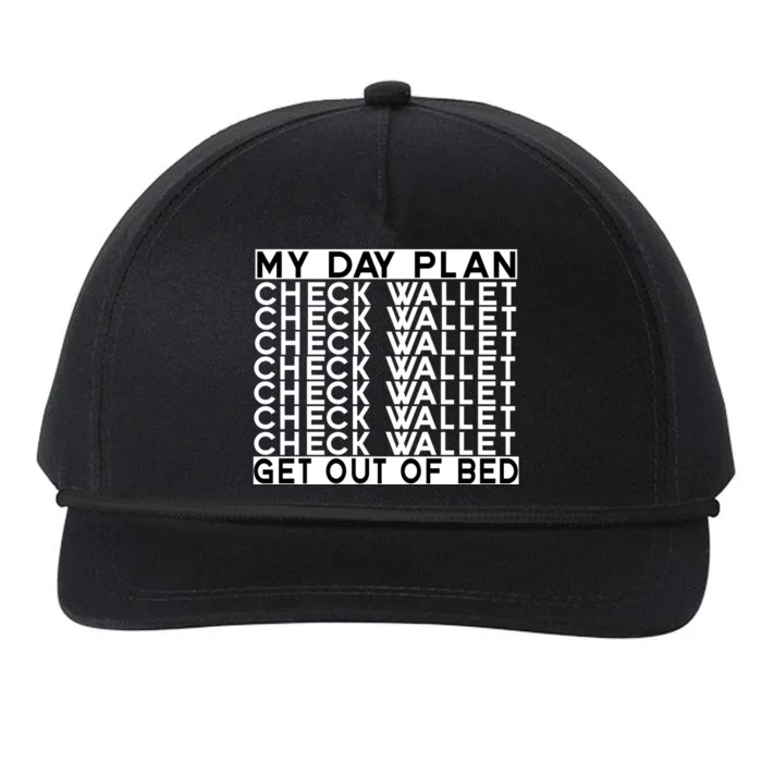 My Day Plan Check Wallet Funny Cryptocurrency Holders Gift Snapback Five-Panel Rope Hat