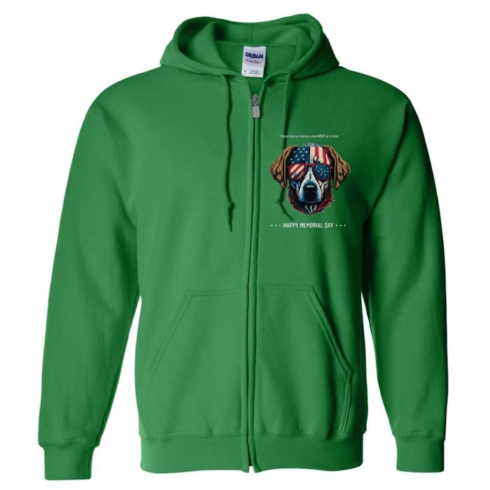 Memorial Day Patriotic Dog Full Zip Hoodie