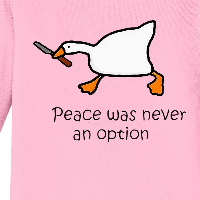 Murder Duck Peace Was Never An Option Duck With Knife Baby Long Sleeve Bodysuit