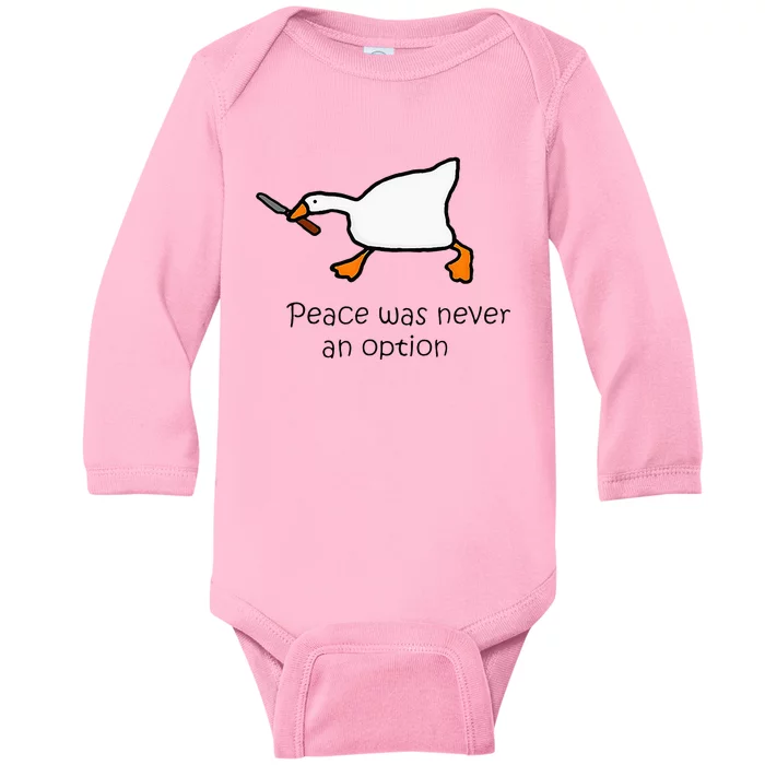 Murder Duck Peace Was Never An Option Duck With Knife Baby Long Sleeve Bodysuit