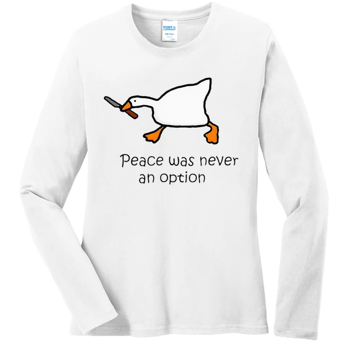 Murder Duck Peace Was Never An Option Duck With Knife Ladies Long Sleeve Shirt