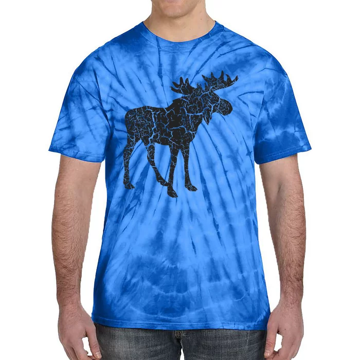 Moose Distressed Print Gift Vintage Moose Gift Tie-Dye T-Shirt