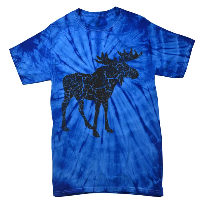 Moose Distressed Print Gift Vintage Moose Gift Tie-Dye T-Shirt